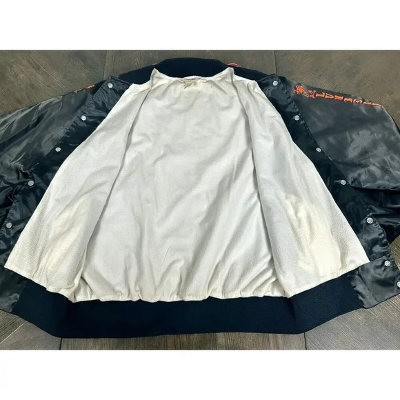Vintage Rickwood Lumberjacks Satin Jacket Black & Orange Men's Large 42 44 USA - Picture 8 of 15